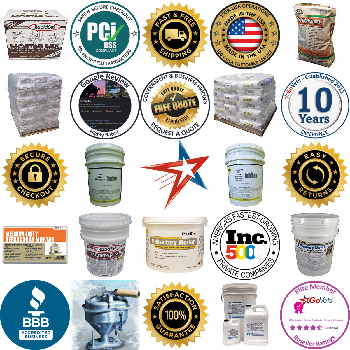 Millions of Products A selection of Mortar products on GoVets