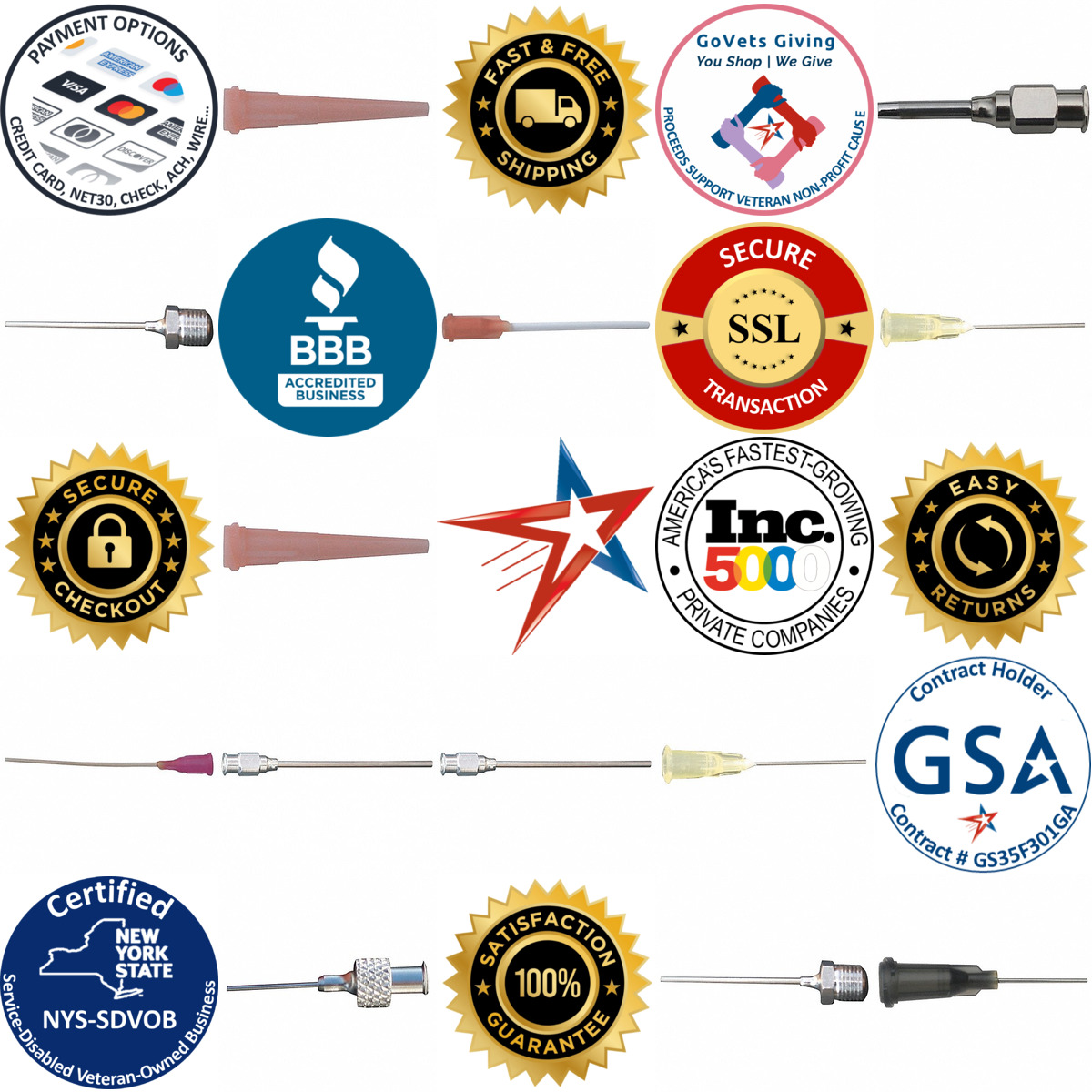 Millions of Products A selection of Adhesive Dispensing Syringe Needles and Tips products on GoVets