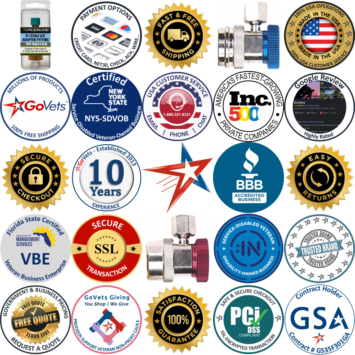 Millions of Products A selection of Automotive a c Service Couplers products on GoVets