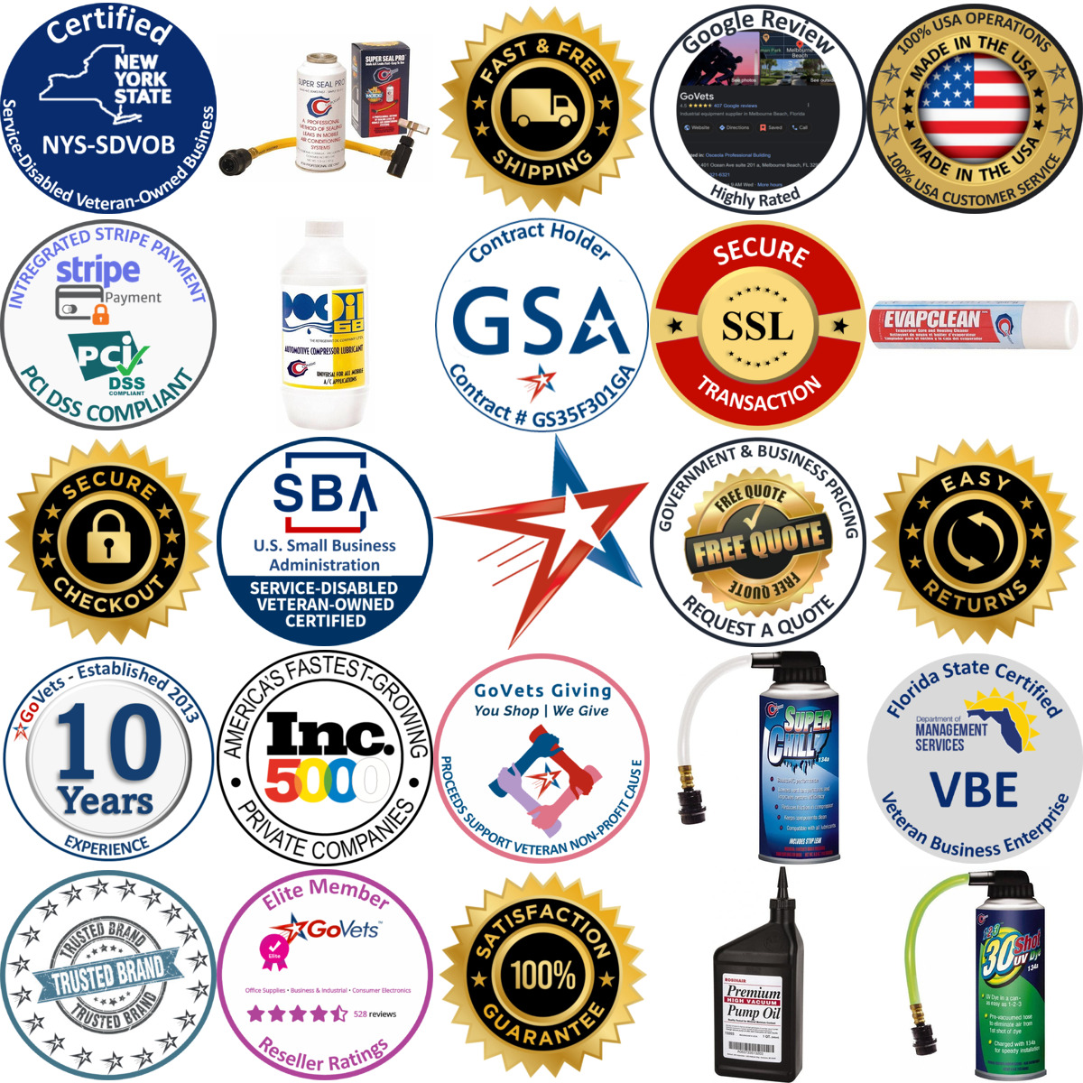Millions of Products A selection of Automotive Hvac Chemicals Oils and Solvents products on GoVets