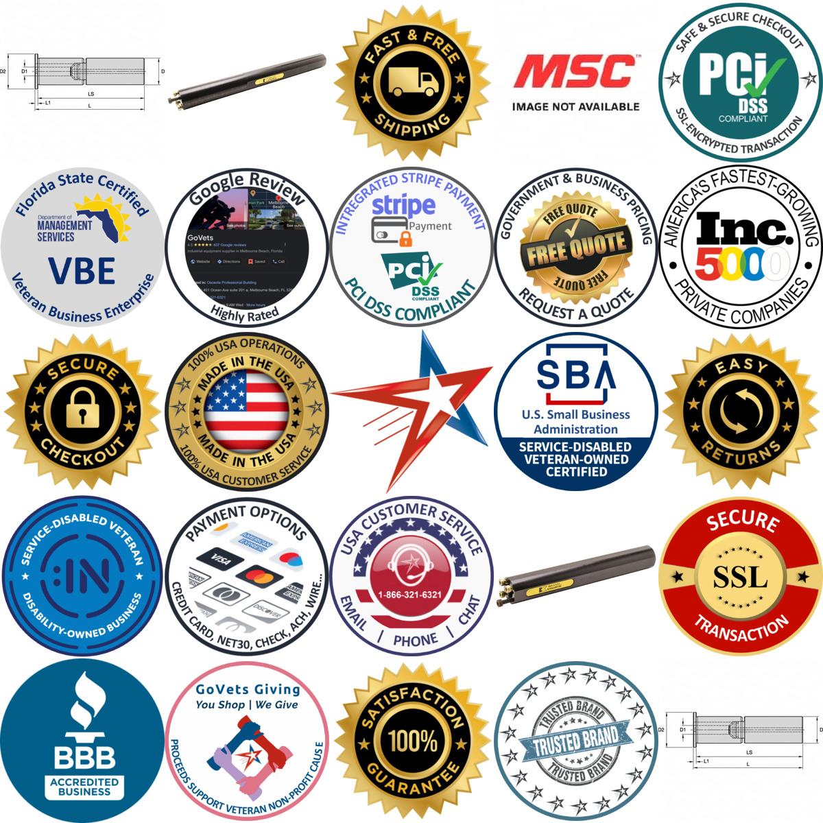 Millions of Products A selection of Kennametal products on GoVets