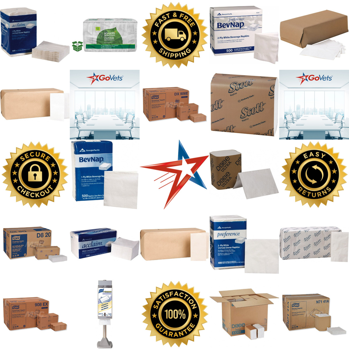 Millions of Products A selection of Paper Napkins products on GoVets
