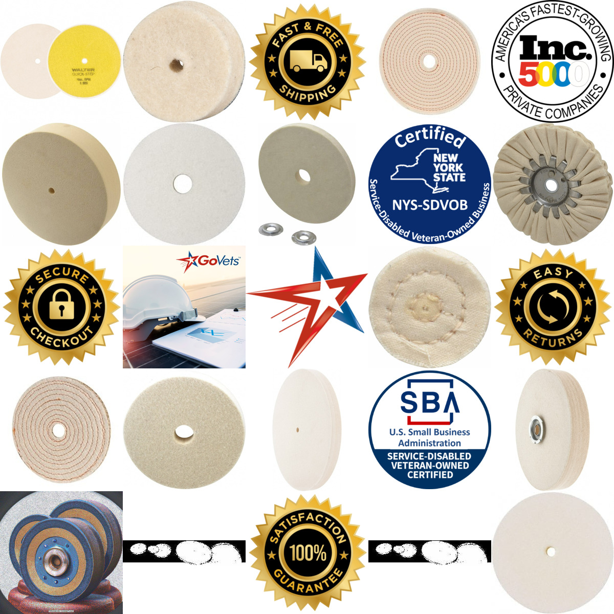 Millions of Products A selection of Unmounted Buffing Wheels products on GoVets