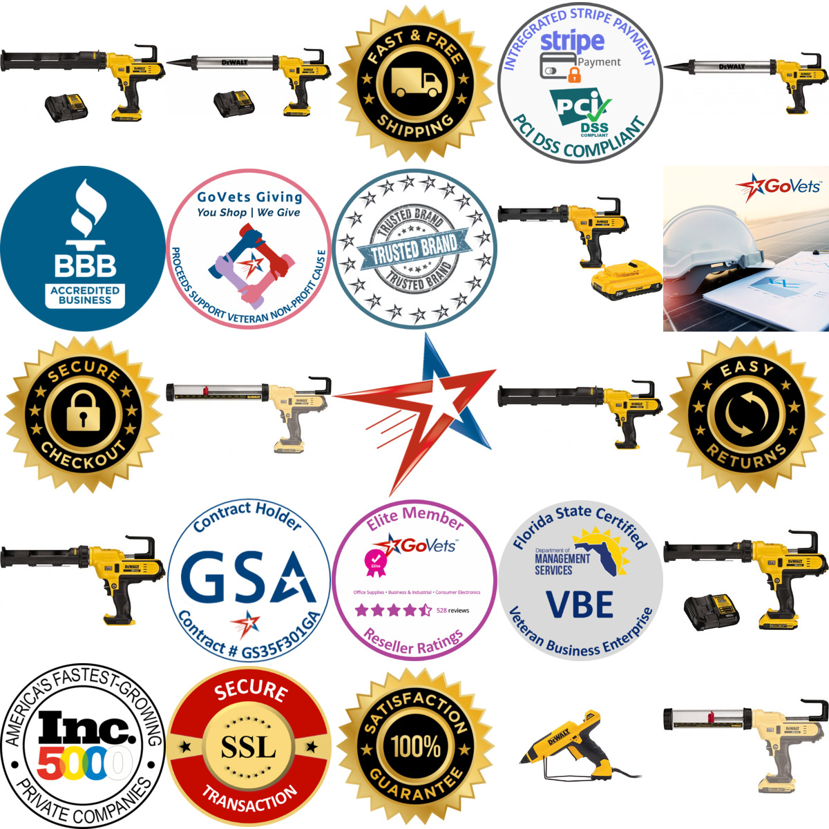 Millions of Products A selection of Dewalt products on GoVets