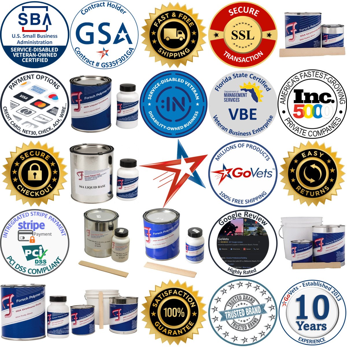 Millions of Products A selection of Forsch Polymer Corp products on GoVets