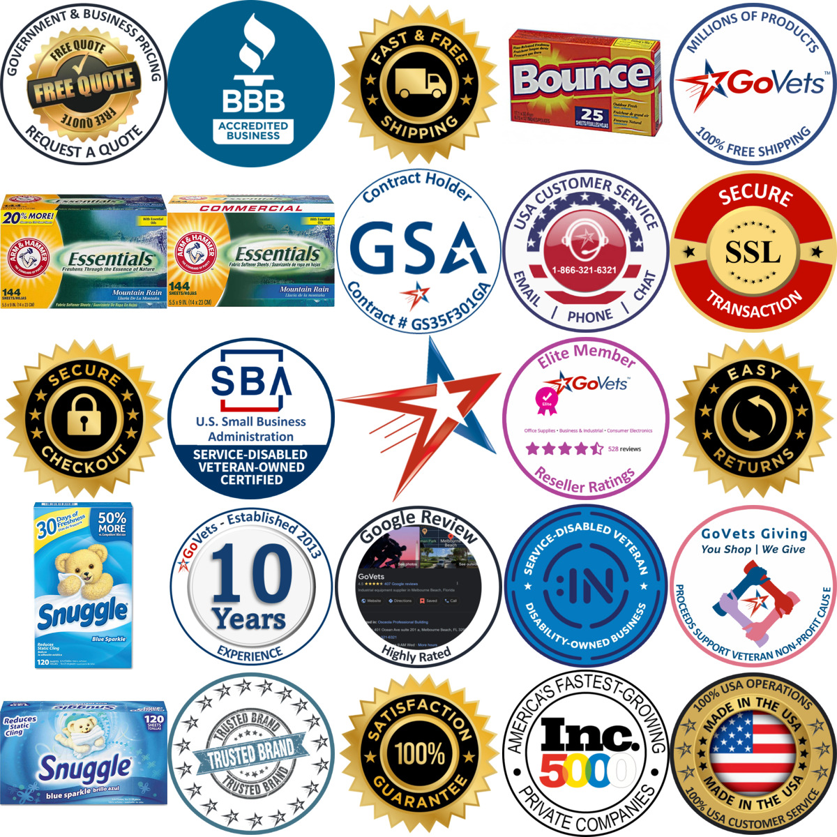 Millions of Products A selection of Dryer Sheets products on GoVets