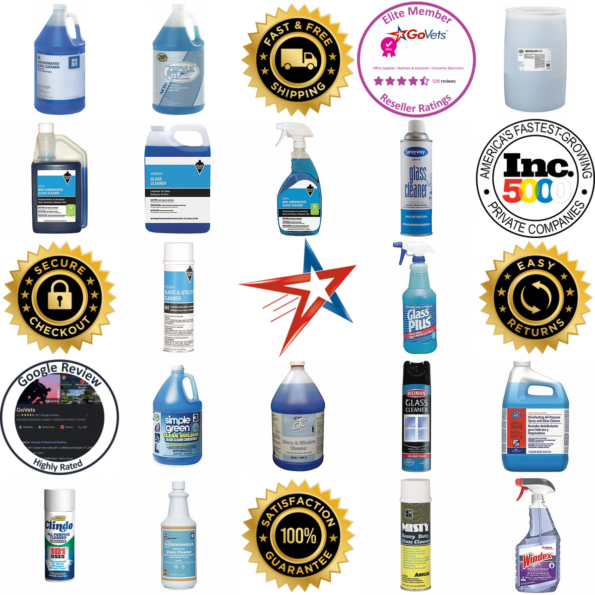 Millions of Products A selection of Glass Cleaners products on GoVets