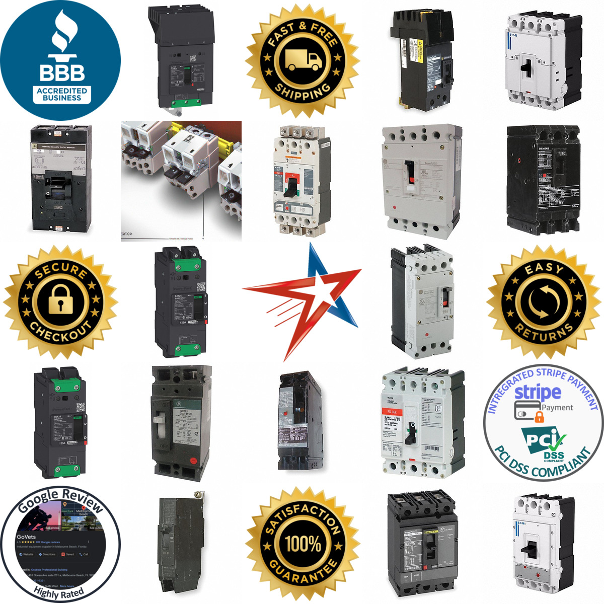 Millions of Products A selection of Molded Case Circuit Breakers products on GoVets