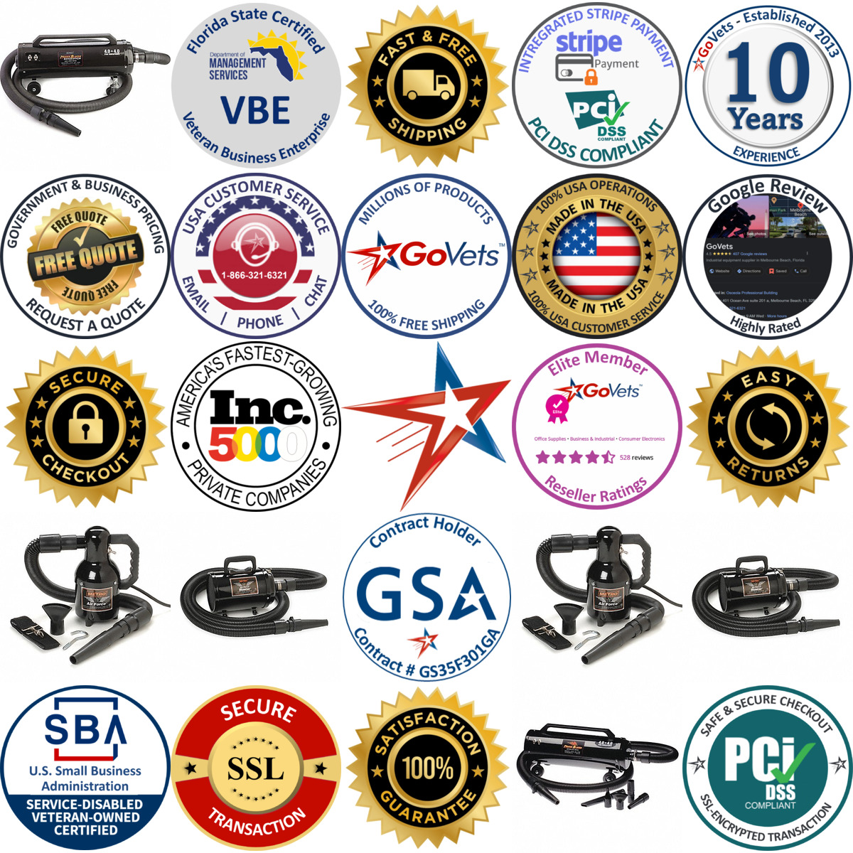 Millions of Products A selection of Automotive Blowers and Dryers products on GoVets