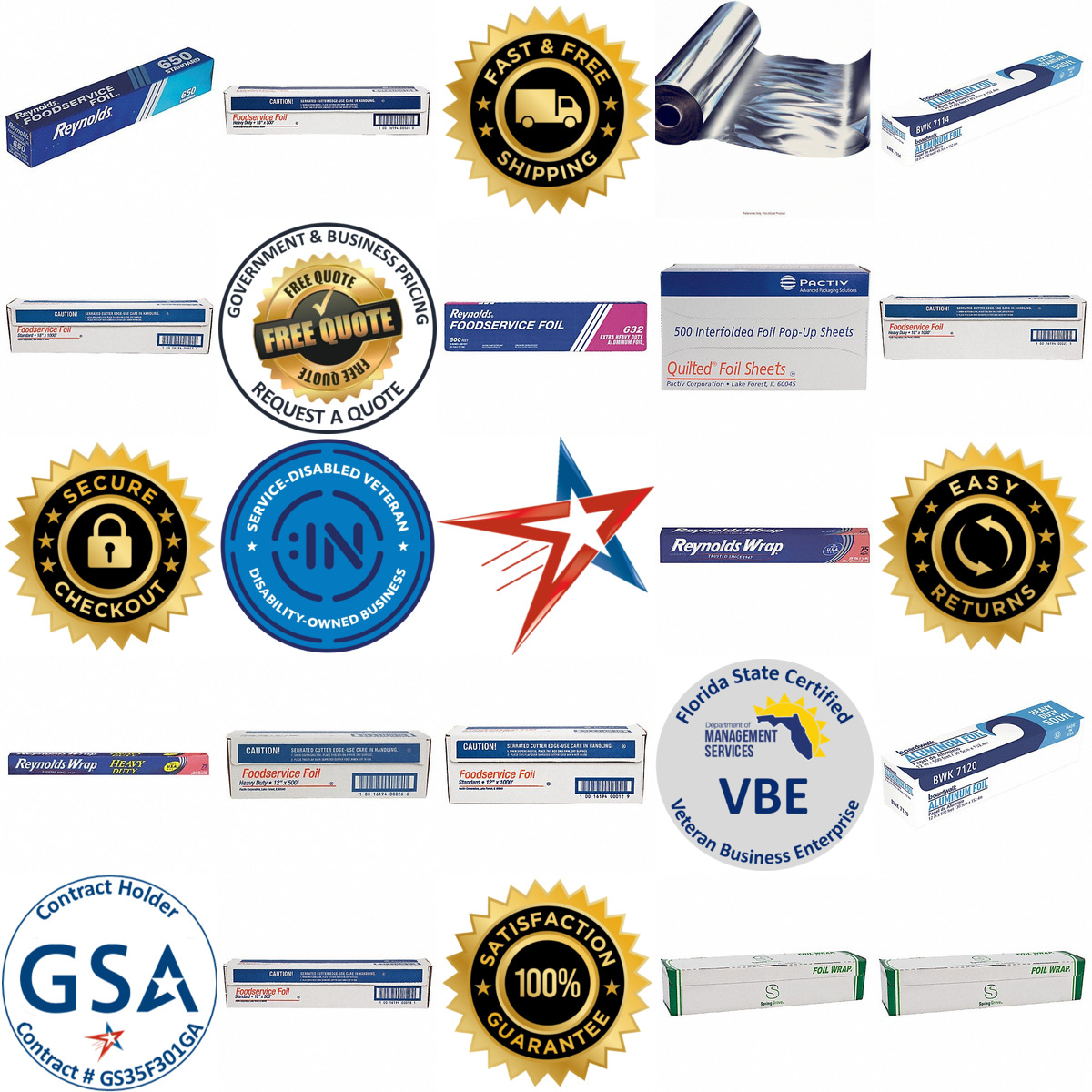 Millions of Products A selection of Aluminum Cooking Foil products on GoVets