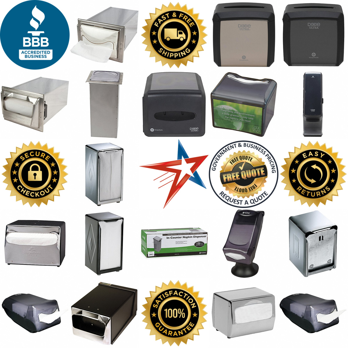Millions of Products A selection of Disposable Napkin Dispensers products on GoVets