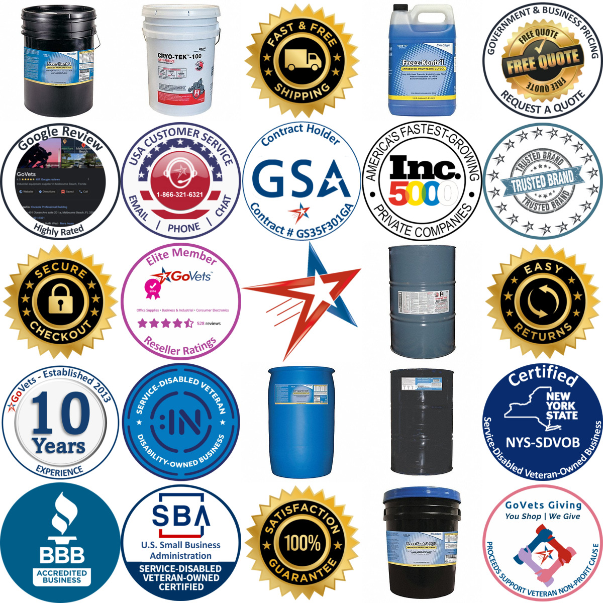 Millions of Products A selection of Propylene Glycol products on GoVets