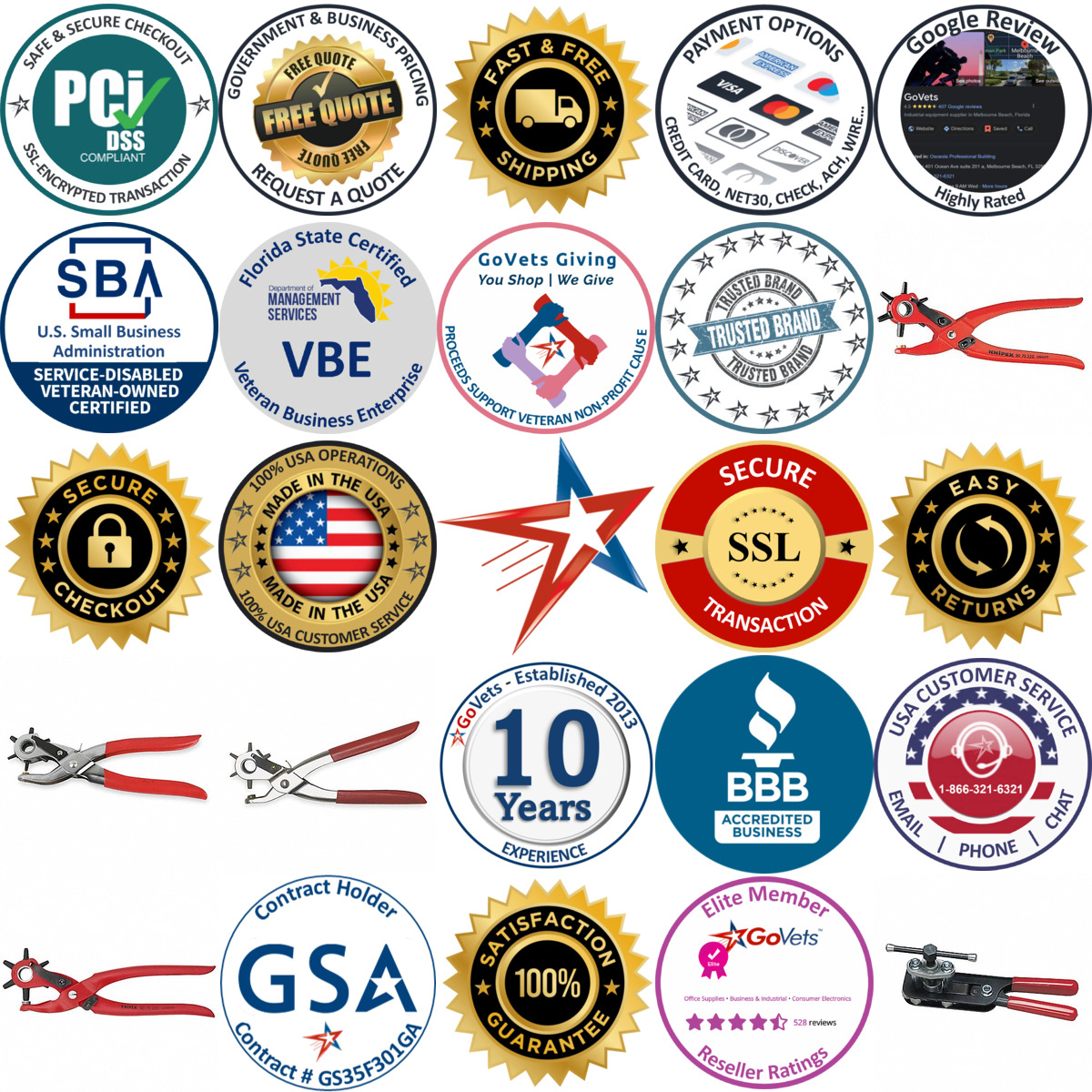 Millions of Products A selection of Hole Punching Pliers products on GoVets