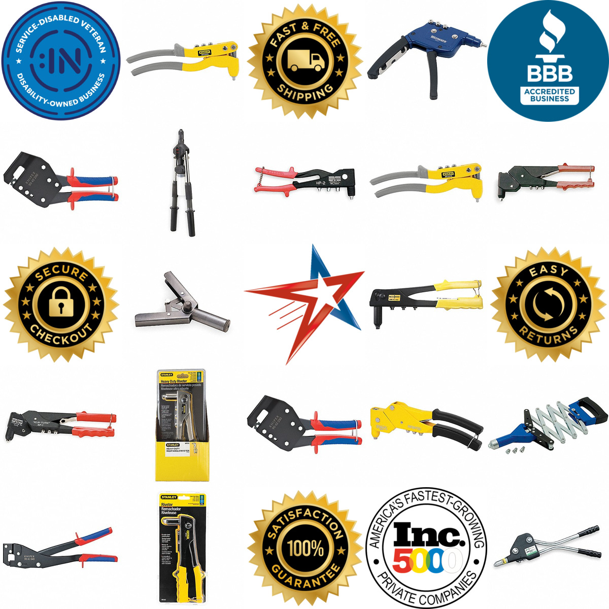 Millions of Products A selection of Plier Style and High Leverage Hand Rivet Tools products on GoVets
