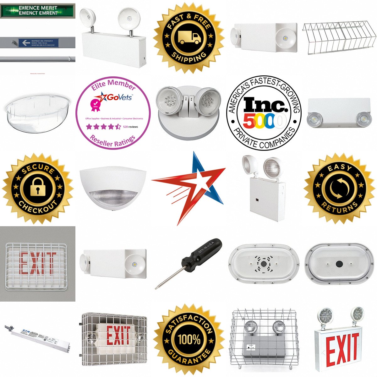 Millions of Products A selection of Emergency Lighting and Exit Sign Accessories products on GoVets