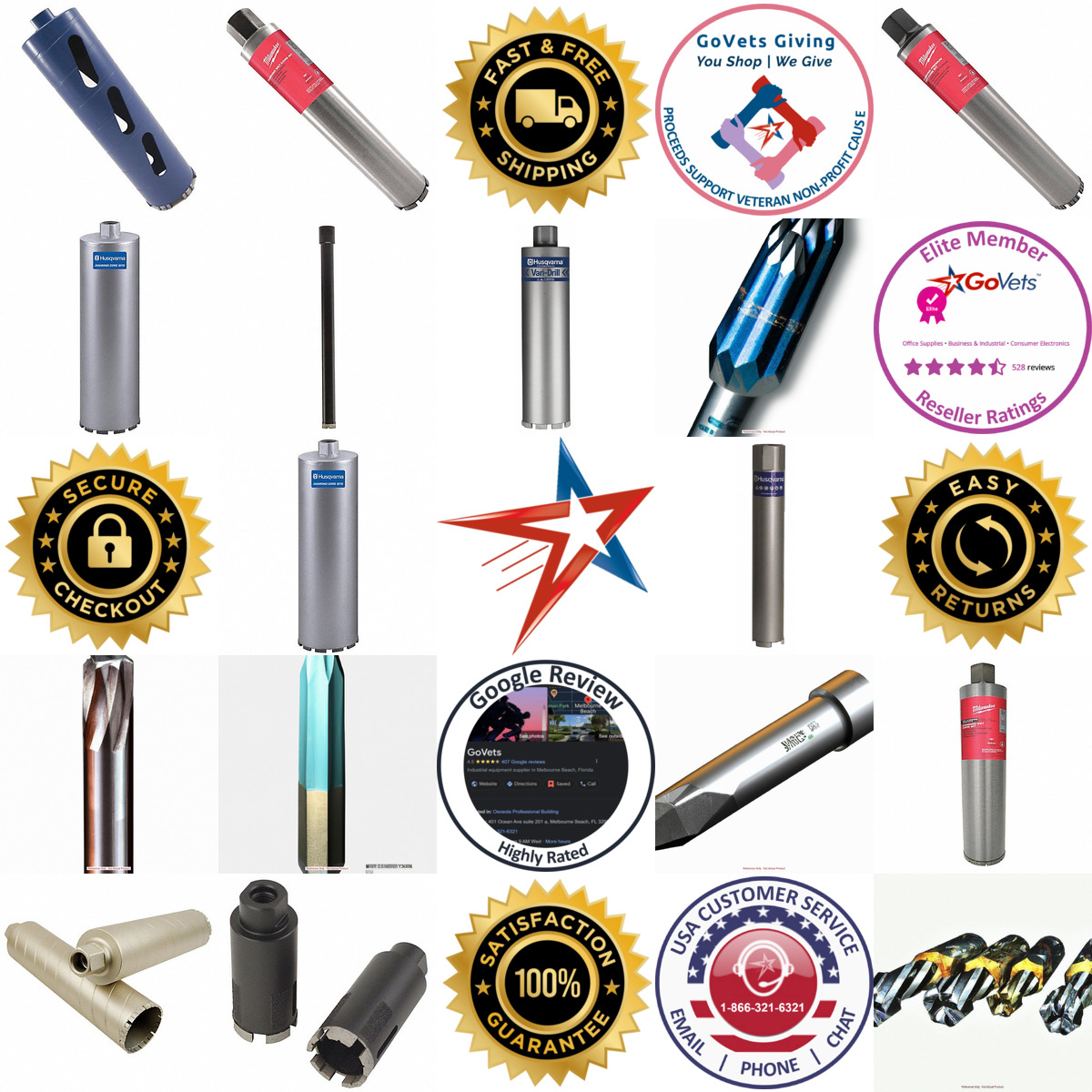 Millions of Products A selection of Diamond Tipped Core Bits products on GoVets