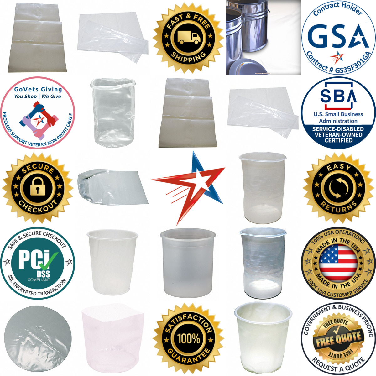 Millions of Products A selection of Drum and Pail Liners products on GoVets