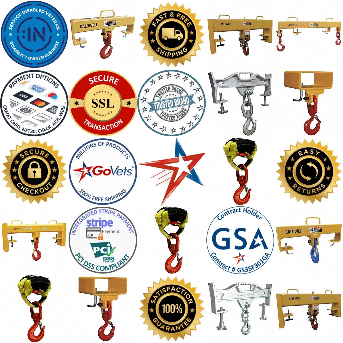 Millions of Products A selection of Forklift Lifting Beams and Hooks products on GoVets
