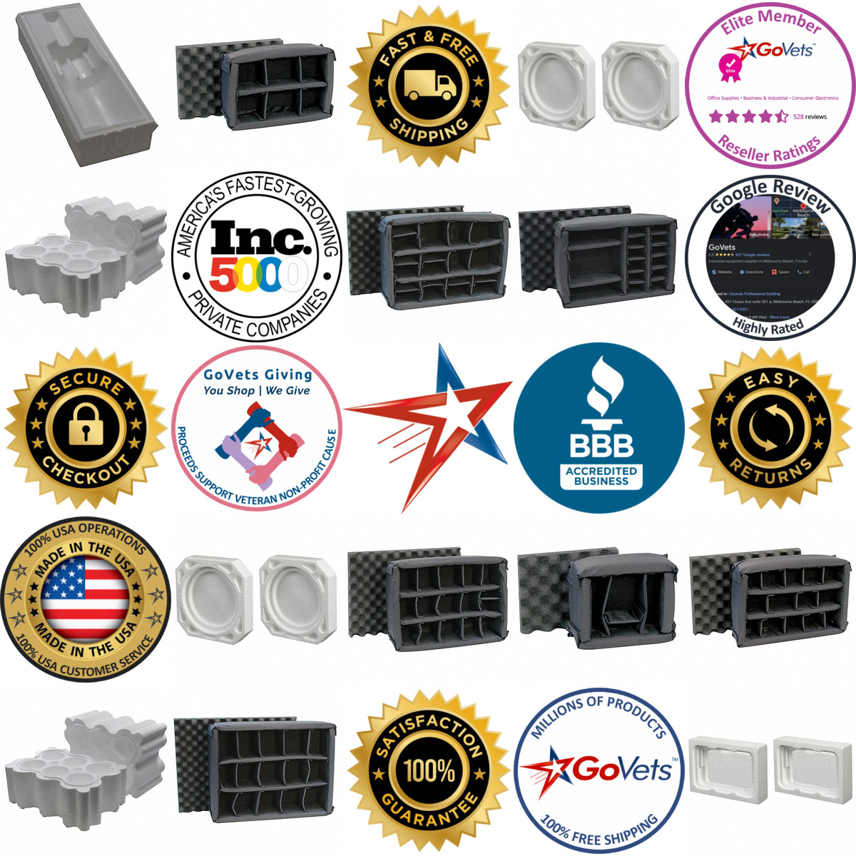 Millions of Products A selection of Packaging Foam Inserts products on GoVets