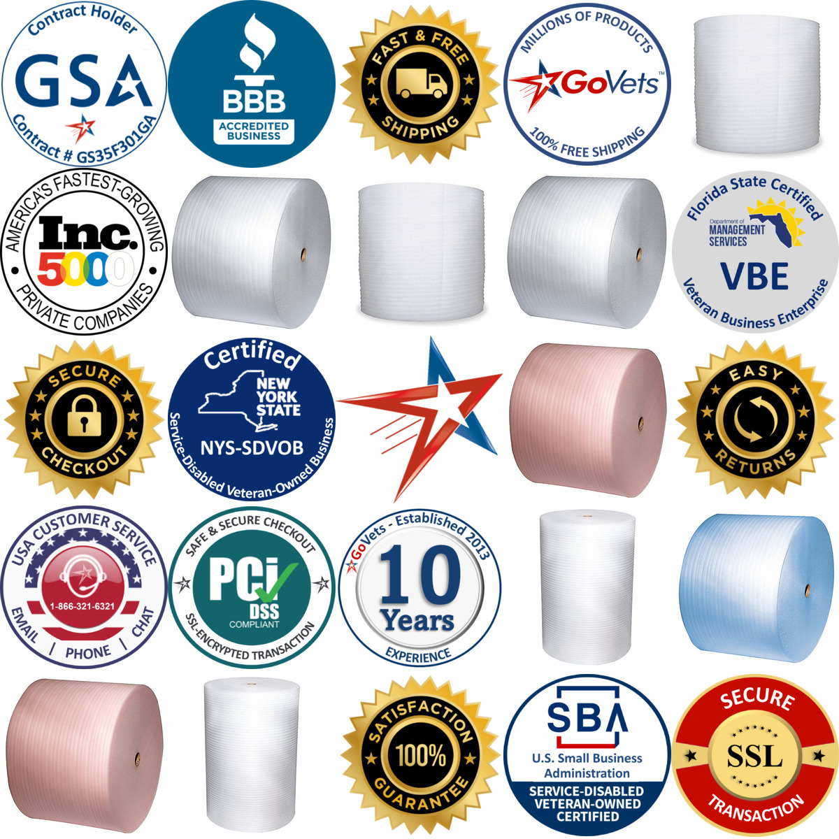 Millions of Products A selection of Packing Foam Rolls products on GoVets