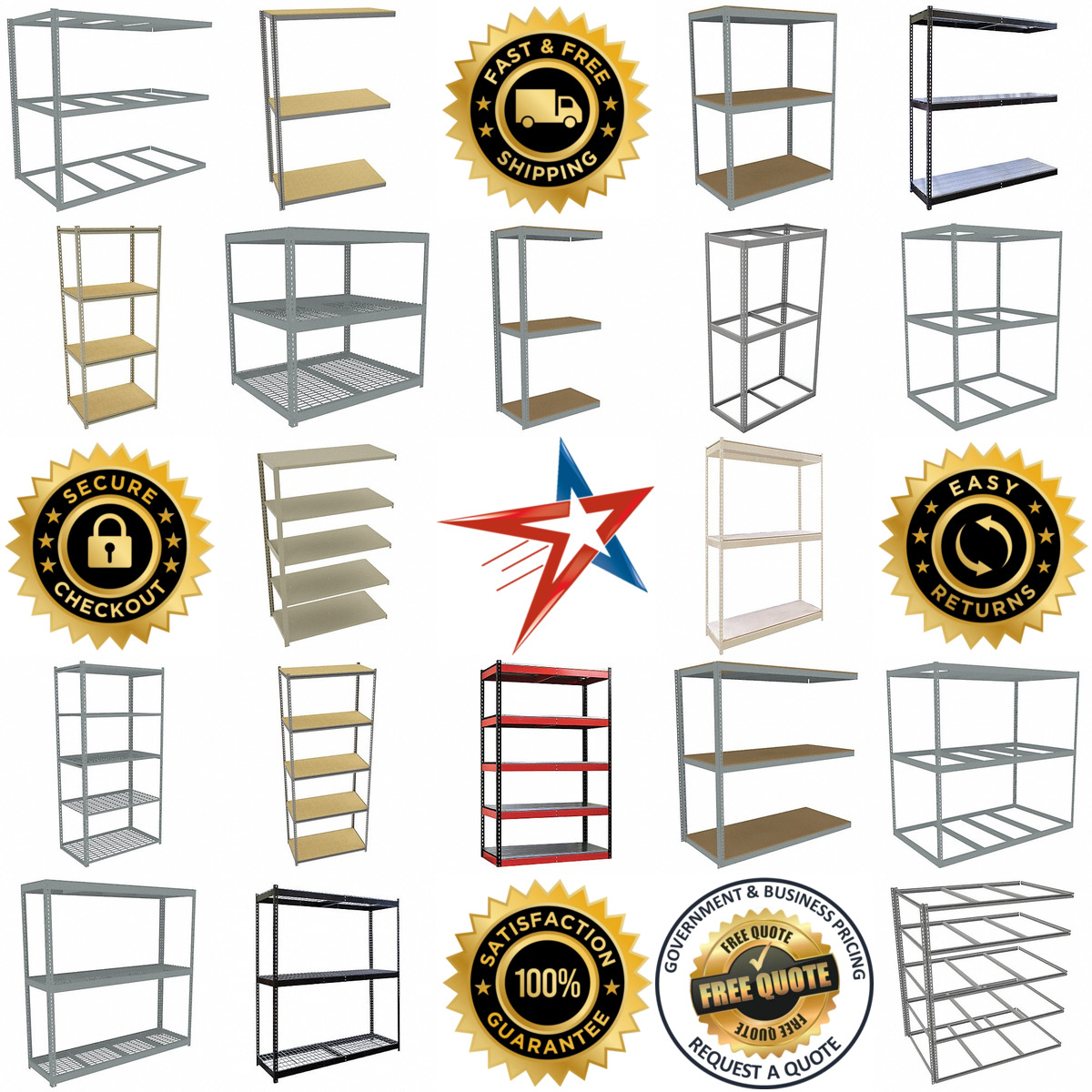 Millions of Products A selection of Boltless Metal Shelving products on GoVets