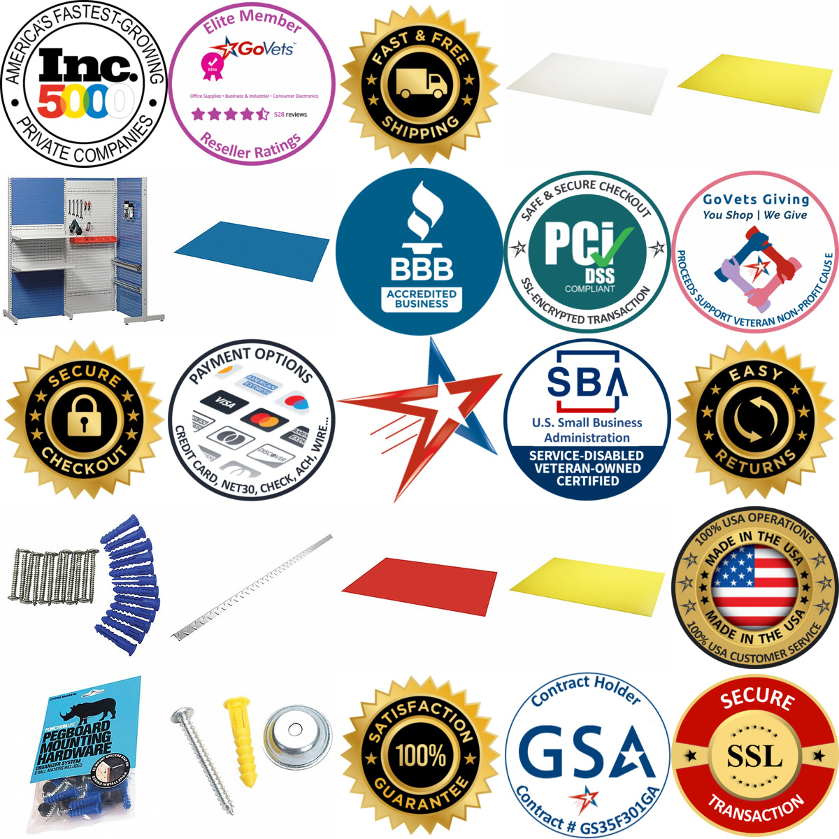 Millions of Products A selection of Pegboard Mounting and Finishing Accessories products on GoVets