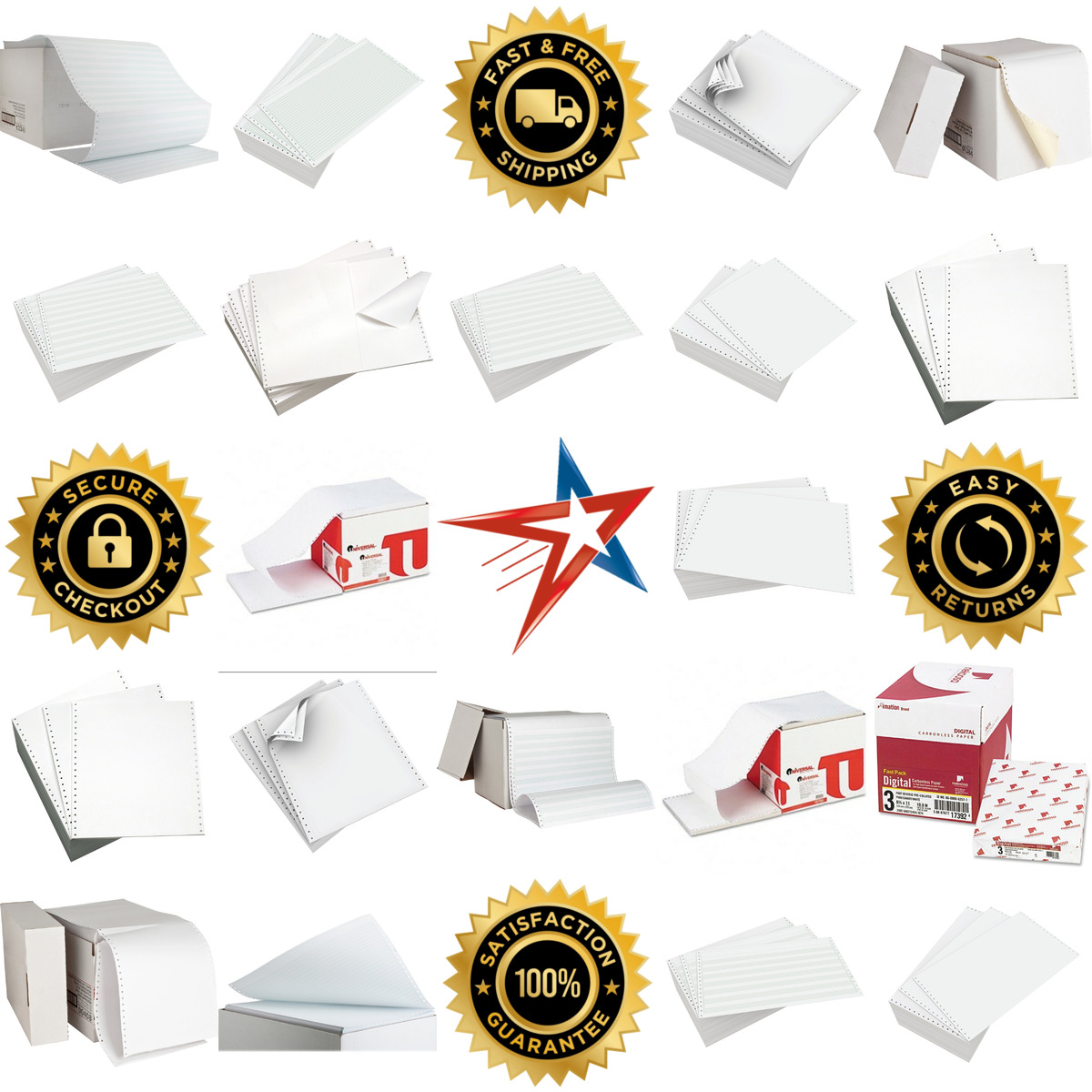 A selection of Continuous Feed Computer Paper products on GoVets