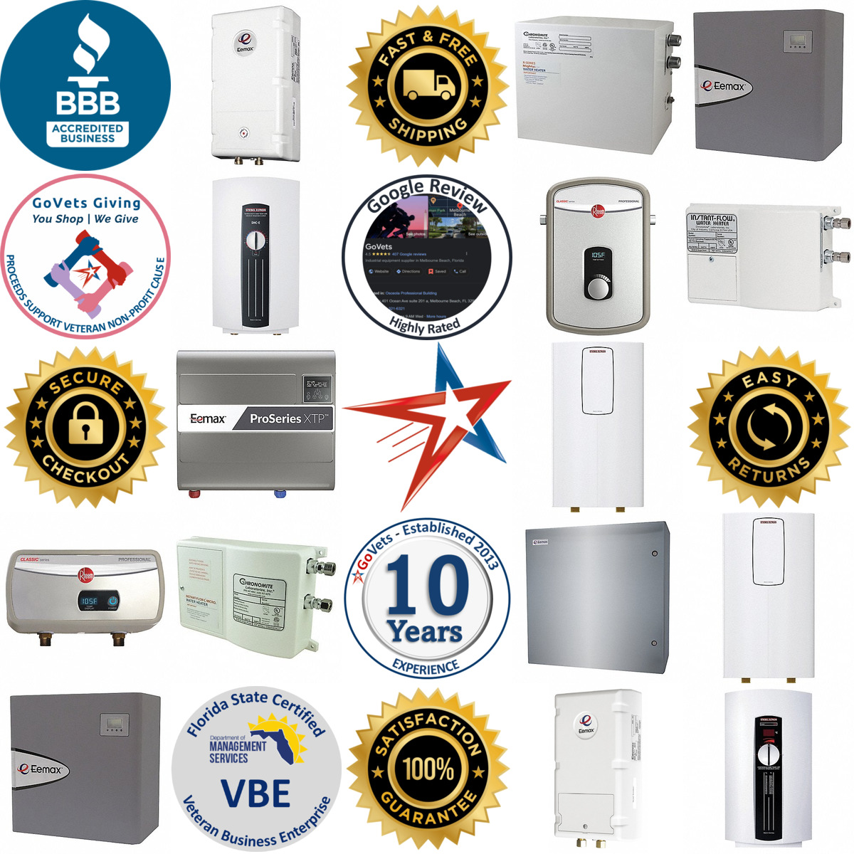 Millions of Products A selection of Point of Use Tankless Water Heaters products on GoVets