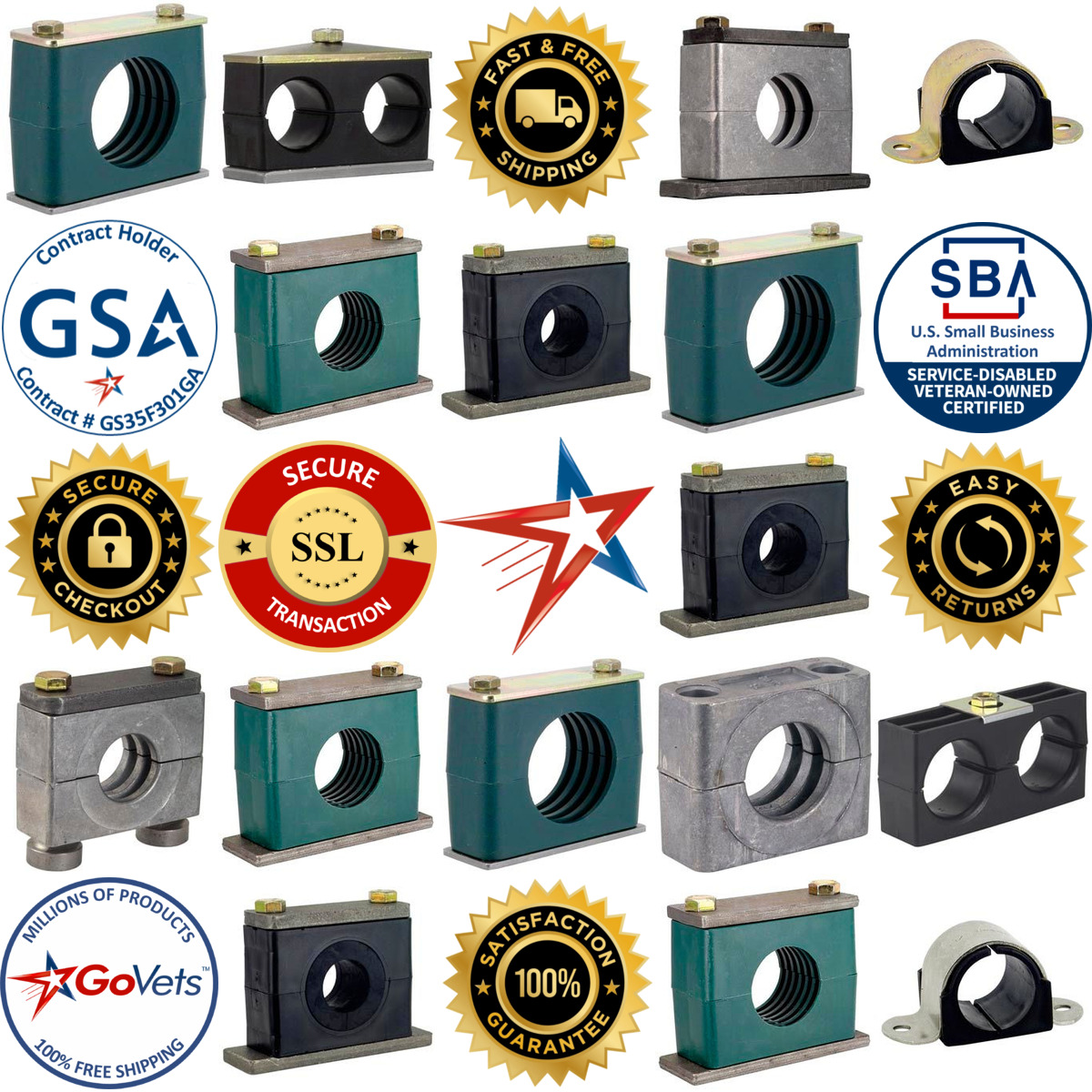 Millions of Products A selection of Pipe Fitting Clamps products on GoVets