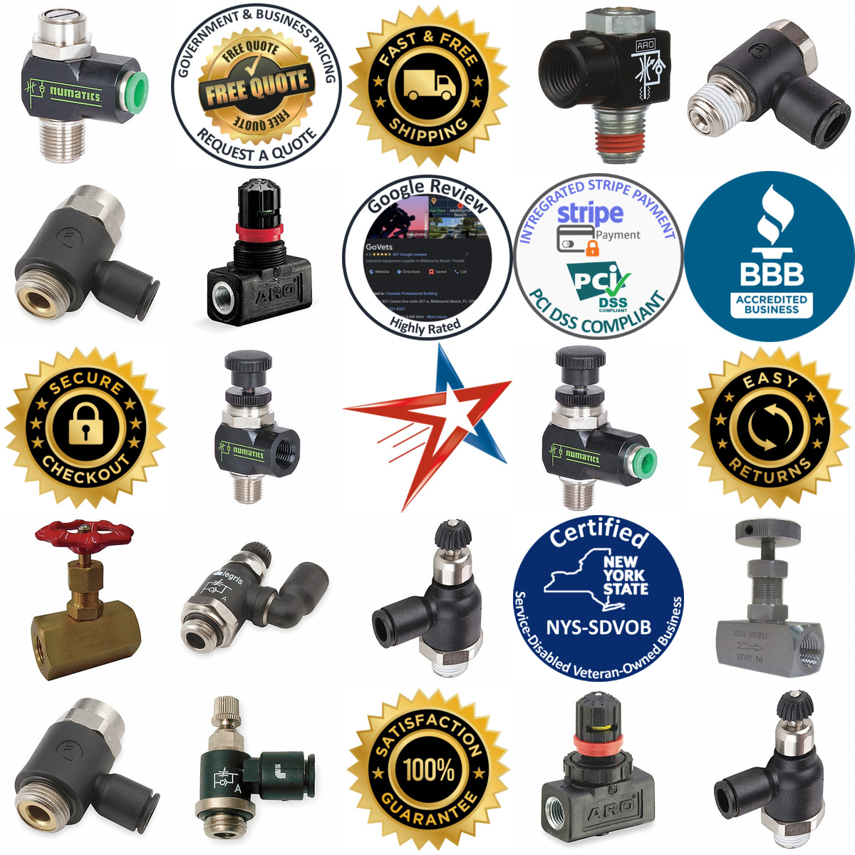 Millions of Products A selection of Pneumatic Flow Control and Needle Valves products on GoVets