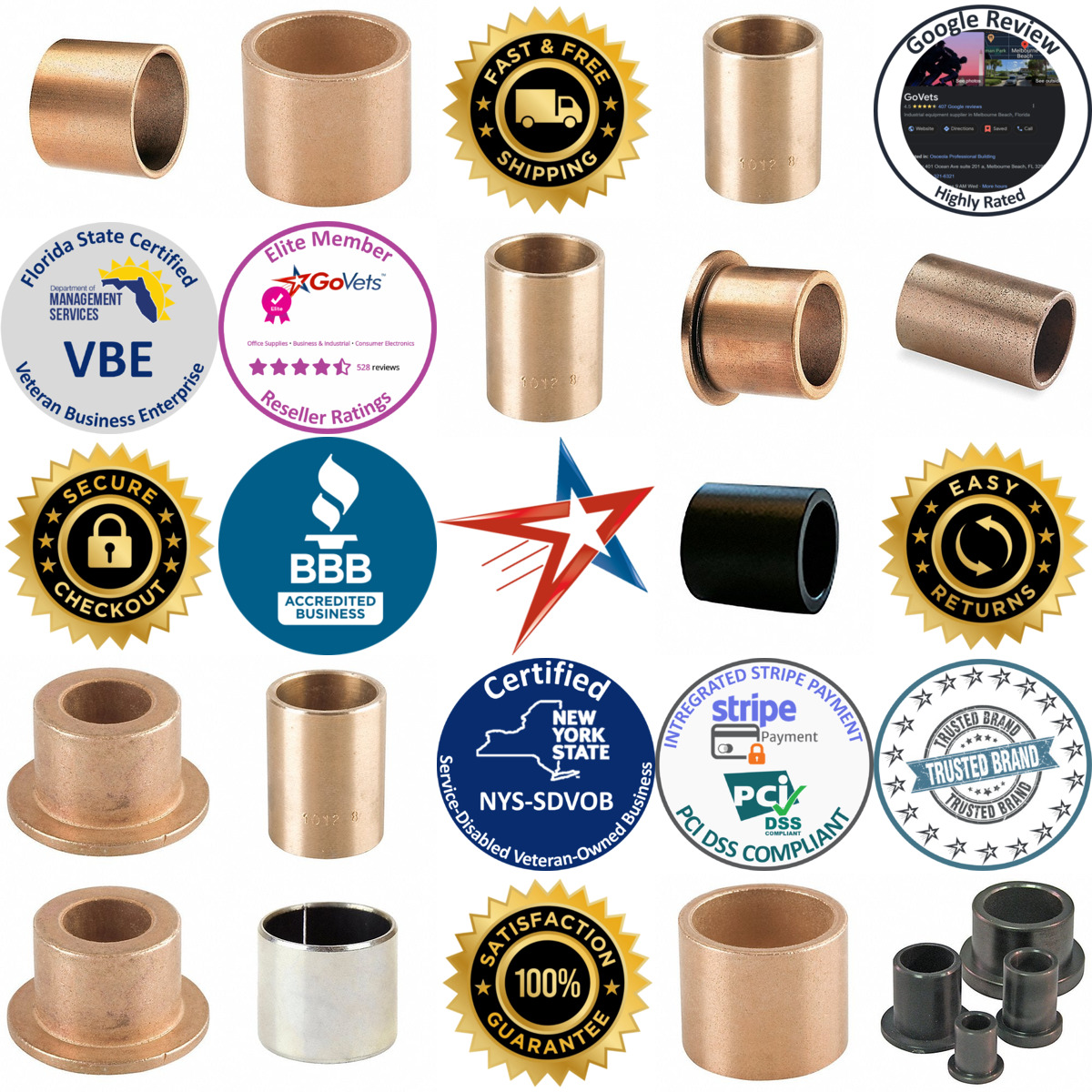 Millions of Products A selection of Sleeve and Flanged Sleeve Plain Bearings products on GoVets