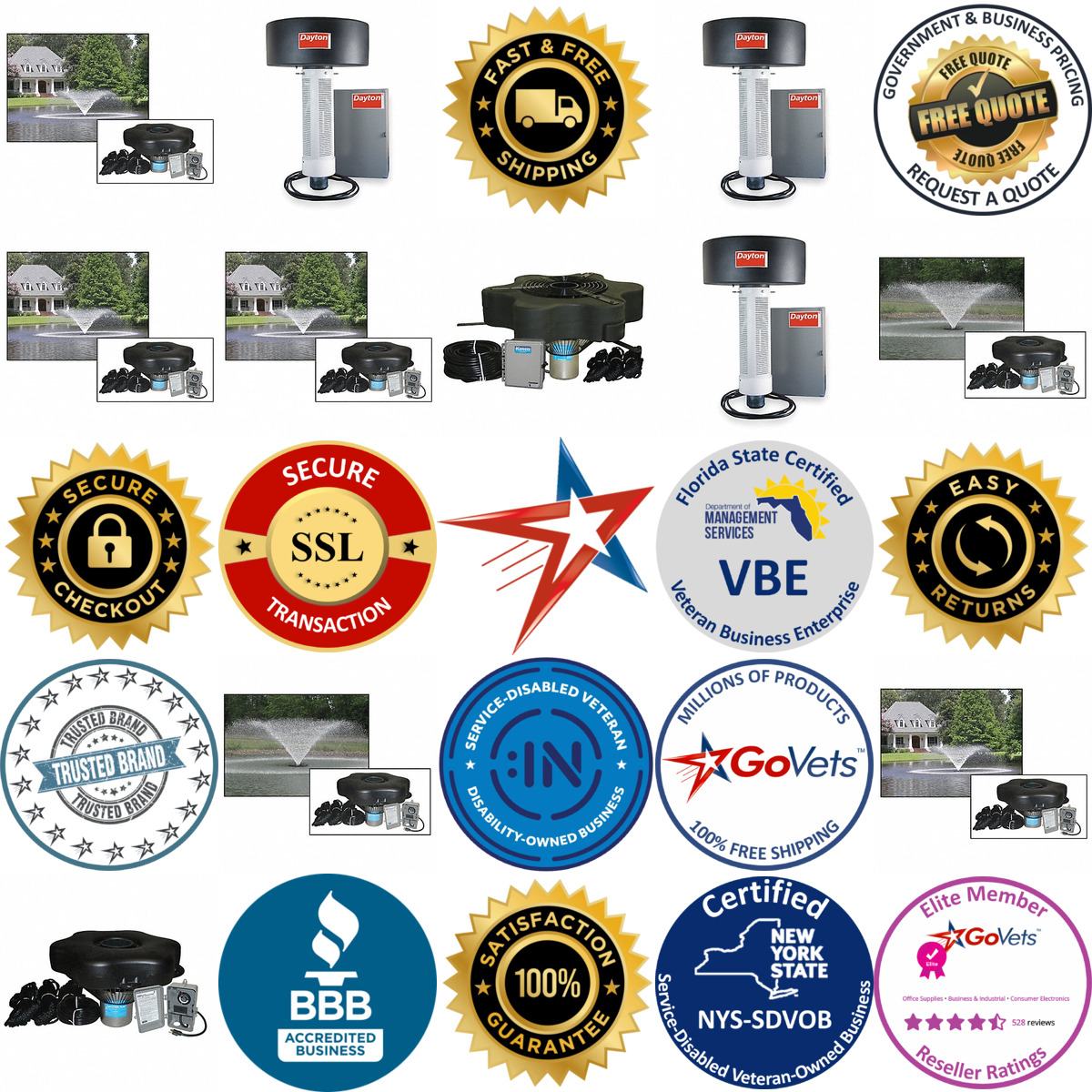 Millions of Products A selection of Pond Aerating Fountain Systems products on GoVets