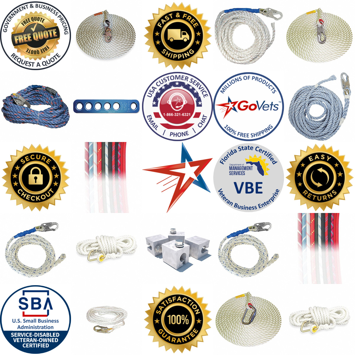 Millions of Products A selection of Vertical Rope Lifelines products on GoVets