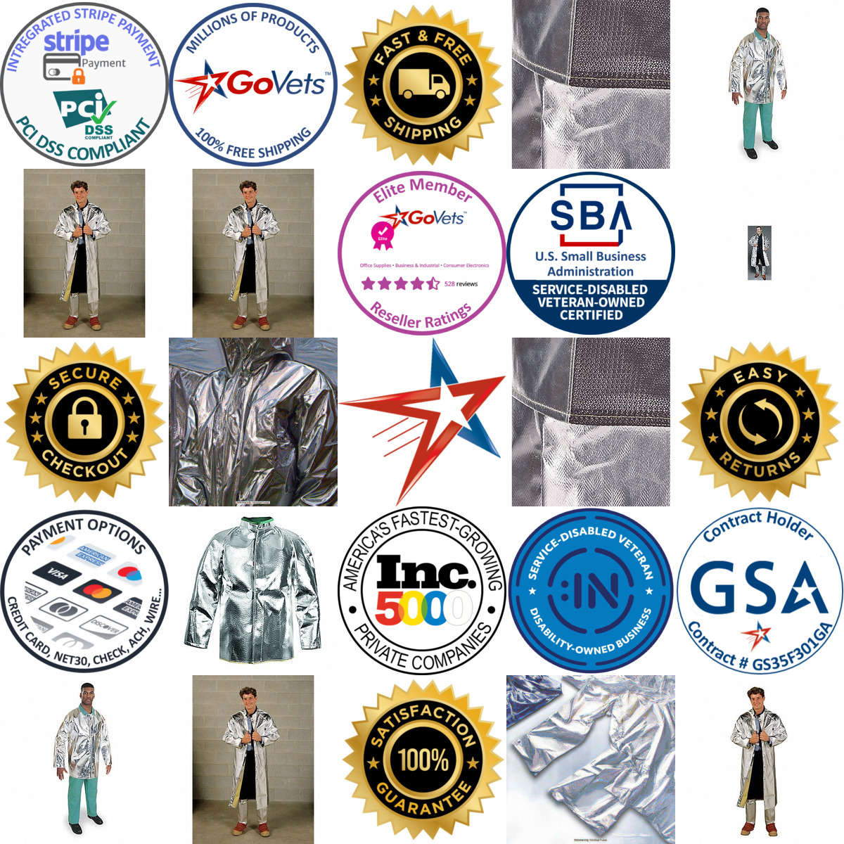 Millions of Products A selection of Aluminized Jackets and Coats products on GoVets