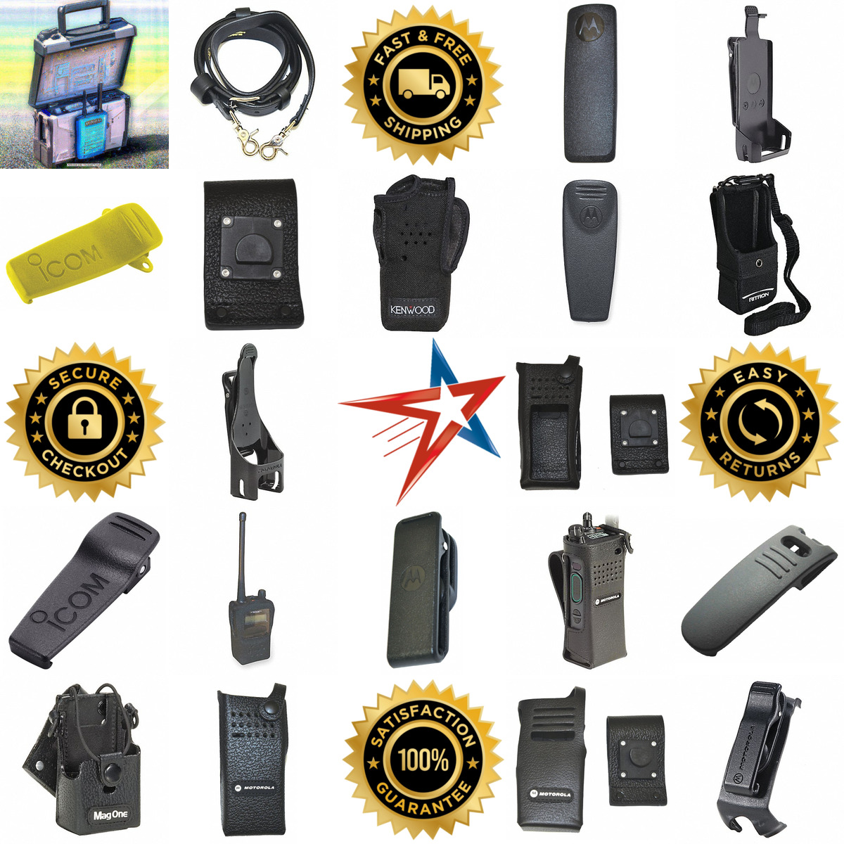 Millions of Products A selection of Two Way Radio Carrying Cases and Belt Clips products on GoVets