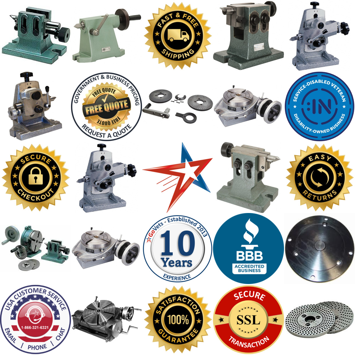 Millions of Products A selection of Rotary Table Tailstocks Dividing Plates and Accessories products on GoVets