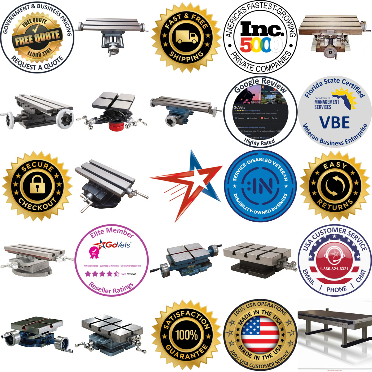 Millions of Products A selection of Slide Machining Tables products on GoVets