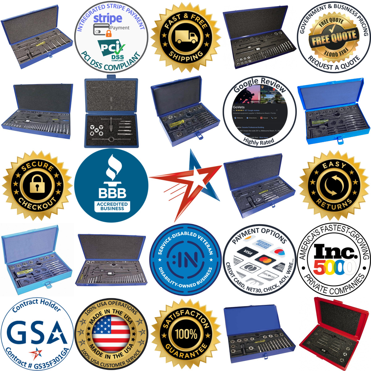 A selection of Greenfield Threading products on GoVets