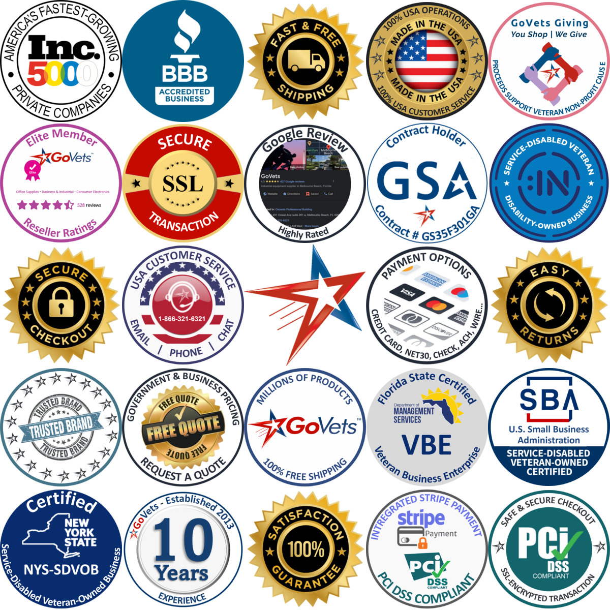 A selection of Satin Finishing Stars products on GoVets