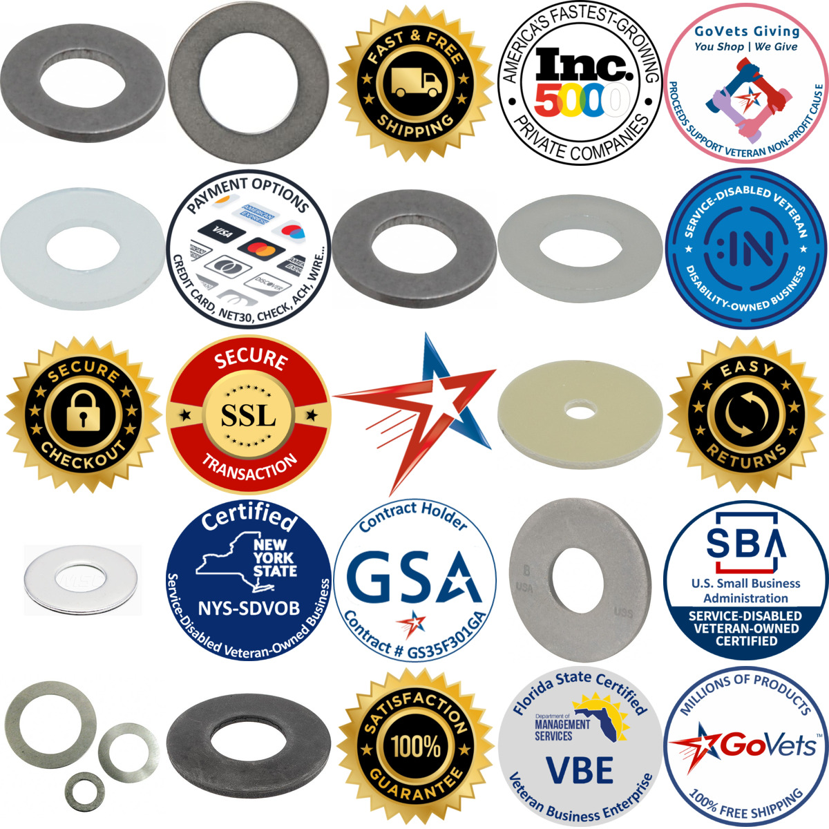 Millions of Products A selection of Flat Washers products on GoVets
