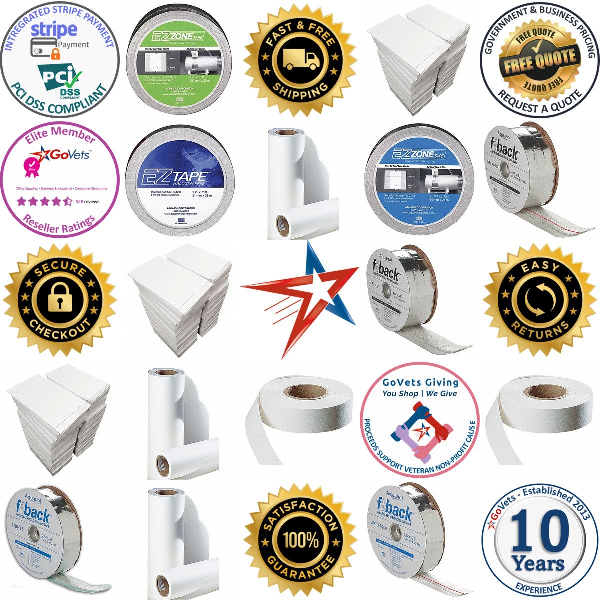 Millions of Products A selection of Pipe Welding Purge Paper and Backing Tape products on GoVets