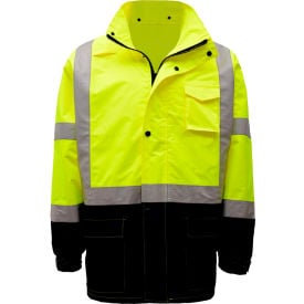 GSS Safety 6003 Class 3 Premium Hooded Rain Coat Lime with Black Bottom 4XL/5XL 6003-4XL/5XL