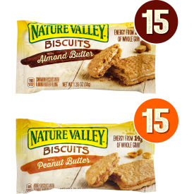 NATURE VALLEY Biscuits Almond Butter & Peanut Butter Variety Pack 1.35 oz 30 Count 22001046
