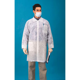 Polypropylene Lab Coat 3 Pockets Open Wrists Snap Front Single Collar White 3XL 30/CS LC3-WO-NW-3XL