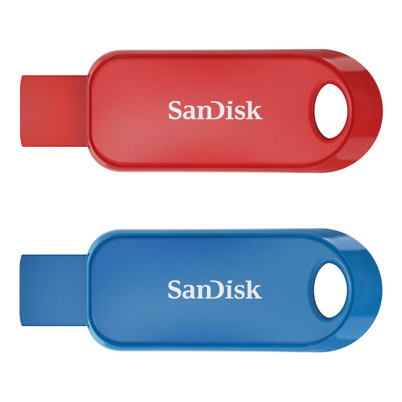 Sandisk Cruzer Snap USB Flash Drive Pack of 2, 32GB, Red and Blue (Min Order Qty 4) MPN:SDCZ62-032G-A46TW