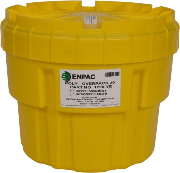 20 Gallon Capacity, Half Turn Push Down Lid, Yellow Salvage Drum MPN:1220-YE