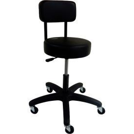 ShopSol™ Desk Stool with Backrest & Hard Floor Casters Vinyl Black 1010964