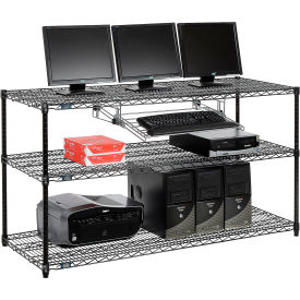 Nexel™ 3-Shelf Wire Computer LAN Workstation with Keyboard Tray 60