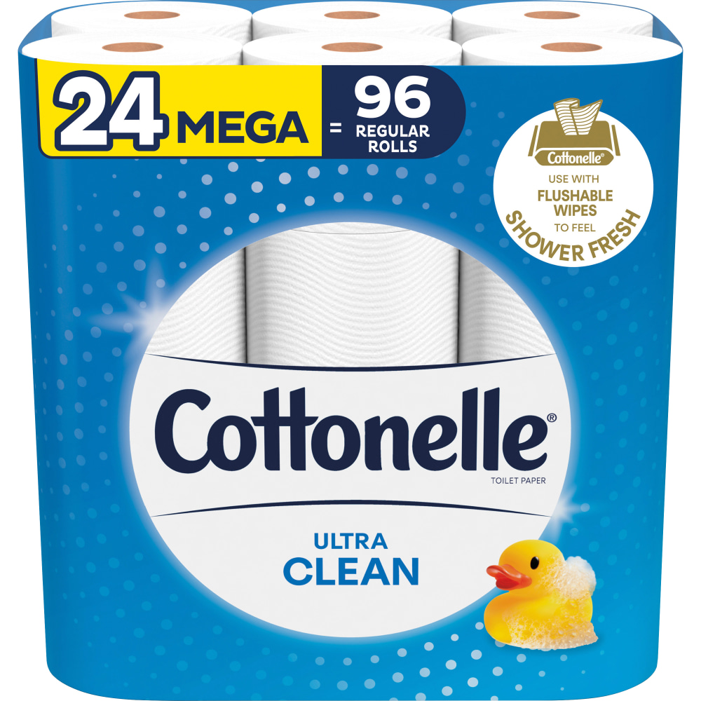 Cottonelle Ultra Clean 1-Ply Mega Bath Tissue, White, 312 Sheets Per Roll, 12 Rolls Per Pack, Carton Of 4 Packs MPN:KCC54161CT