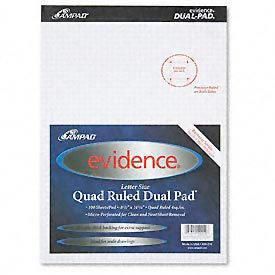 Evidence Quad Dual-Pad Micro-Perf 8-1/2 x 11-3/4 100 Sheets/Pad 2 Pads/Pack AMP20210